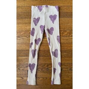 Zara Girls' Purple Hearts Ribbed Leggings Size 6